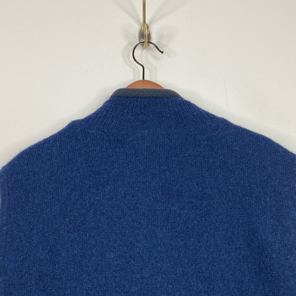 Aran Woolen Mills Sweater Vest Mens XL Blue Wool Cable Knit Cotton Lining - Picture 4 of 16